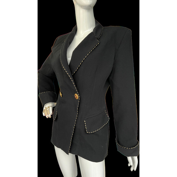 80’s Gold Statement Button Black Blazer - Picture 8 of 15